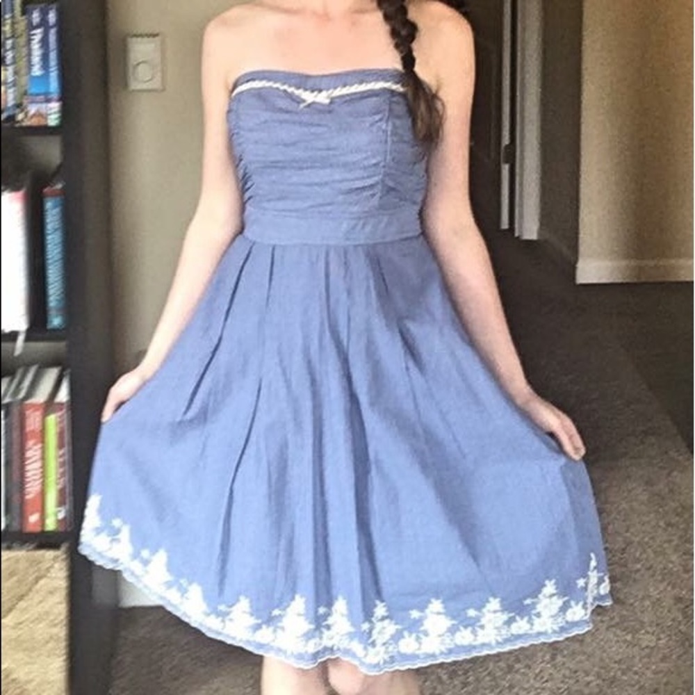 Cornflower Blue Embroidered Dress